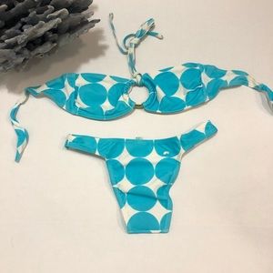 Agua Doce Blue Dot Bikini Set Size M NWT never worn